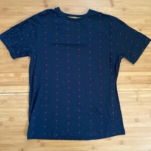 Men's Navy Short-Sleeve Tee with Pink Micro Print